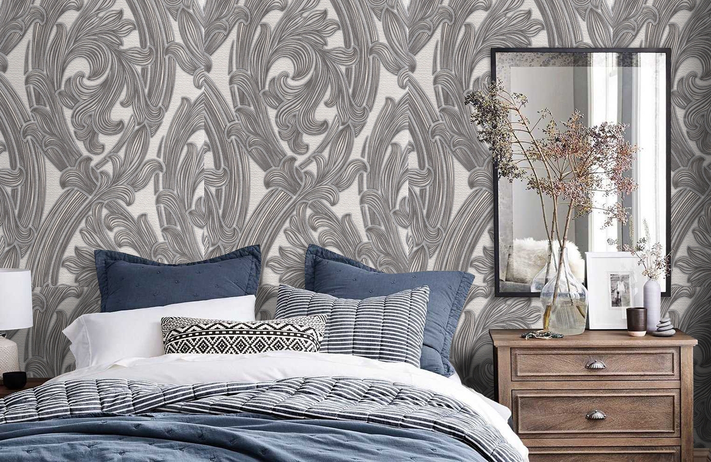 Обои 4558-4 фото в интерьере спальни