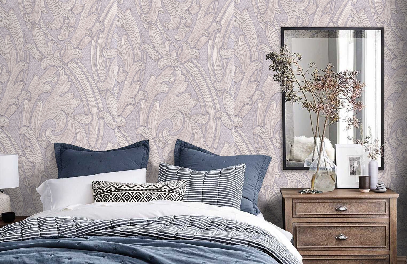 Обои 4558-5 фото в интерьере спальни