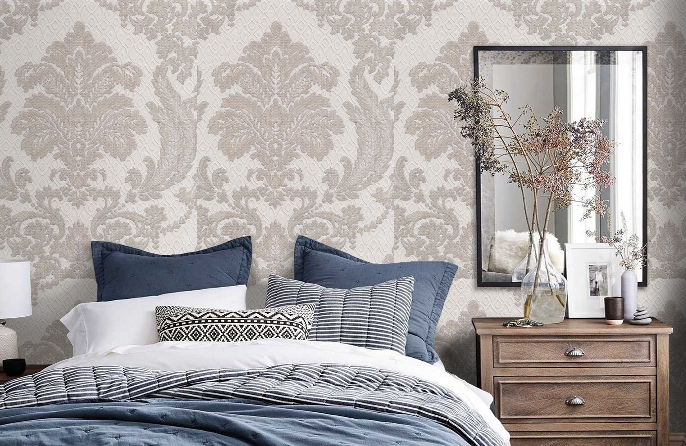 Обои 4573-3 фото в интерьере спальни