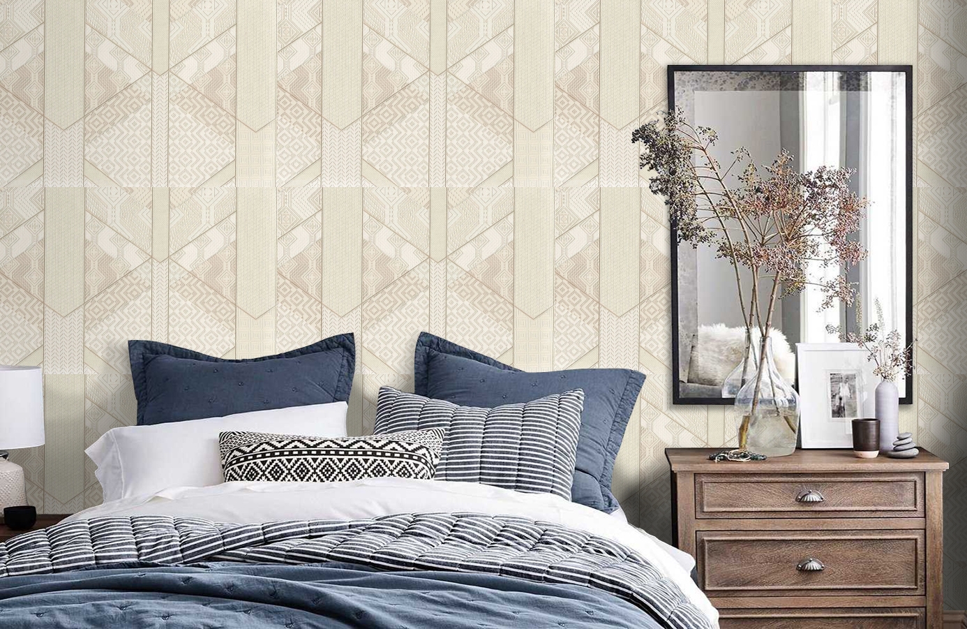 Обои 7004-17 фото в интерьере спальни