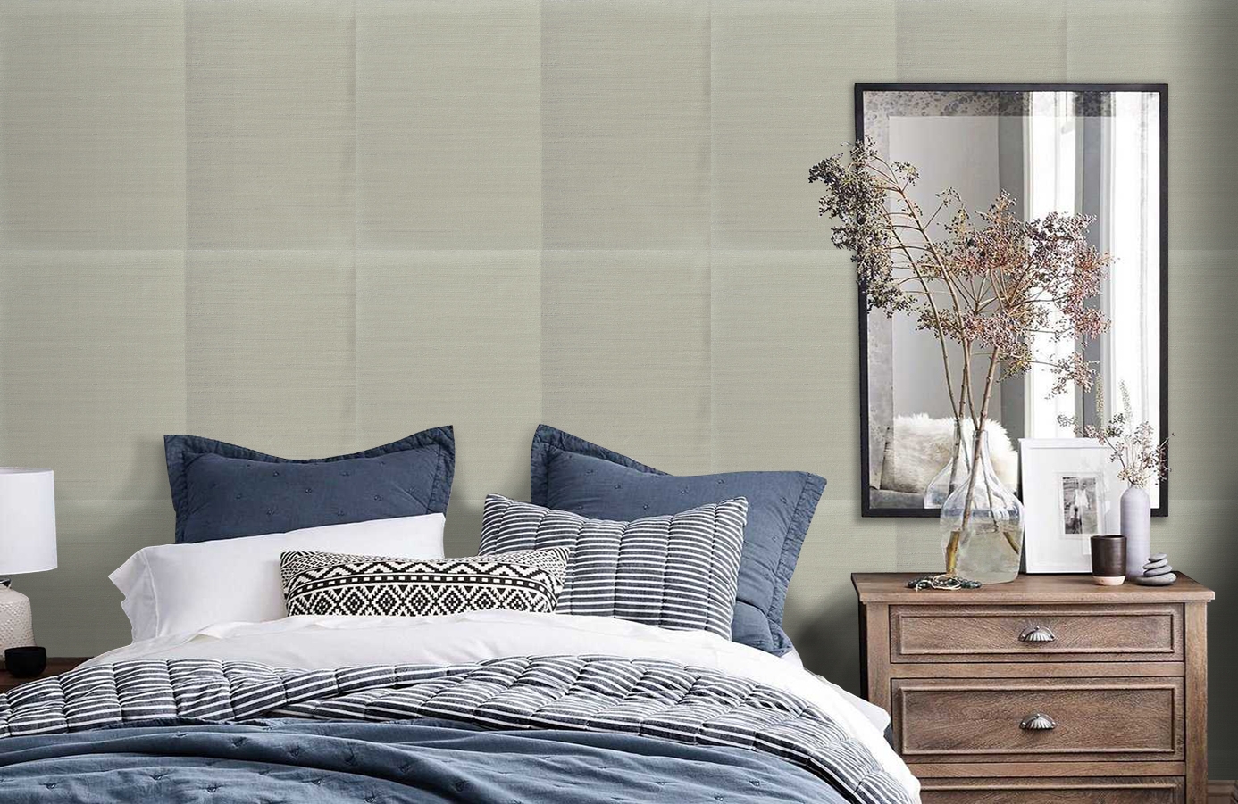 Обои 7016-04 фото в интерьере спальни