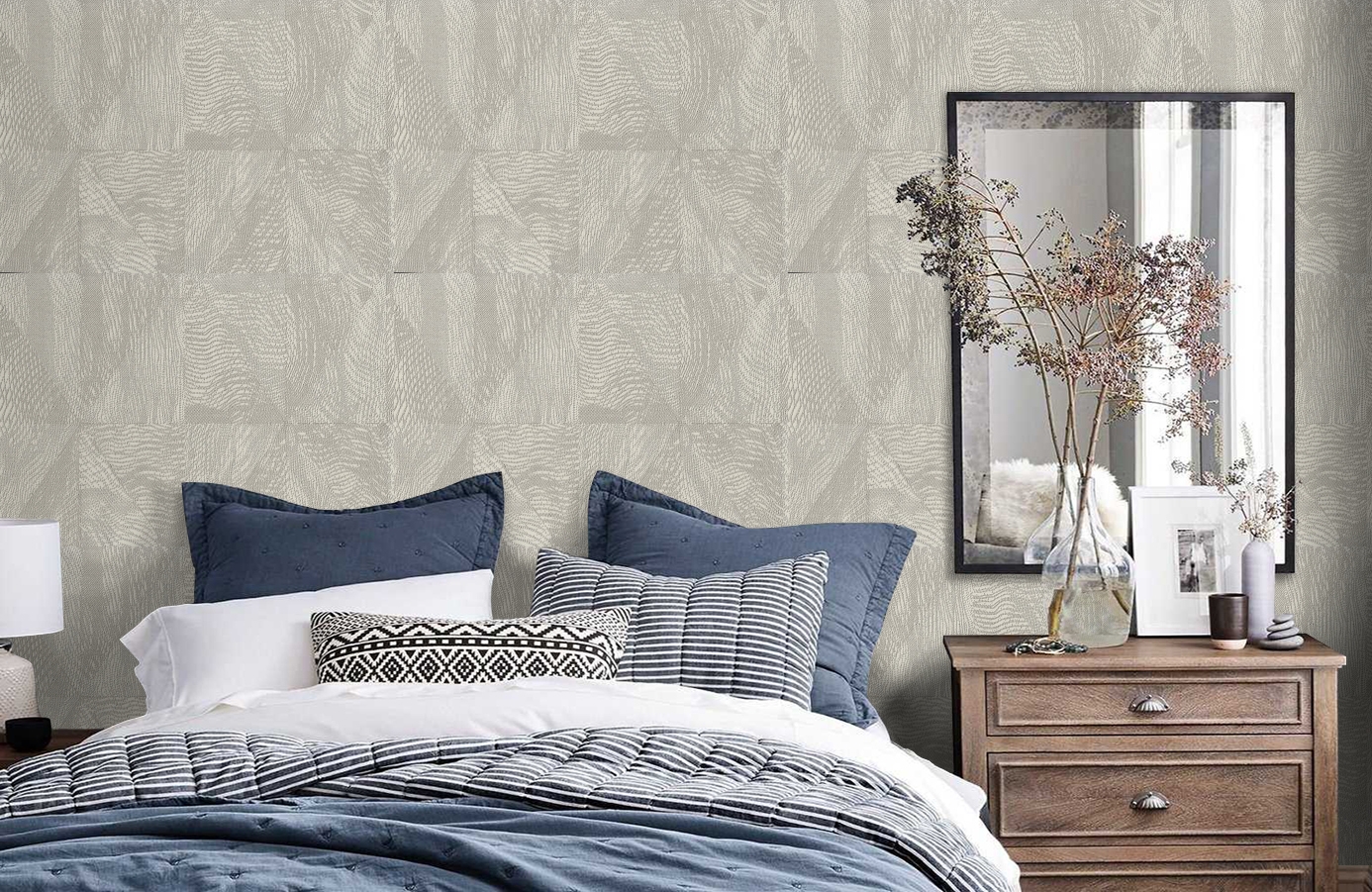 Обои 7026-10 фото в интерьере спальни