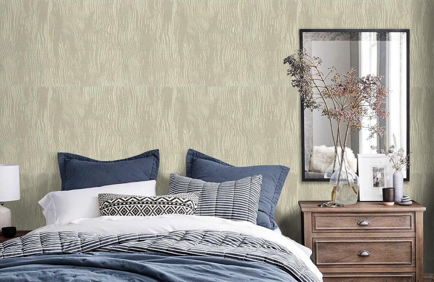 Обои 7027-04 фото в интерьере спальни