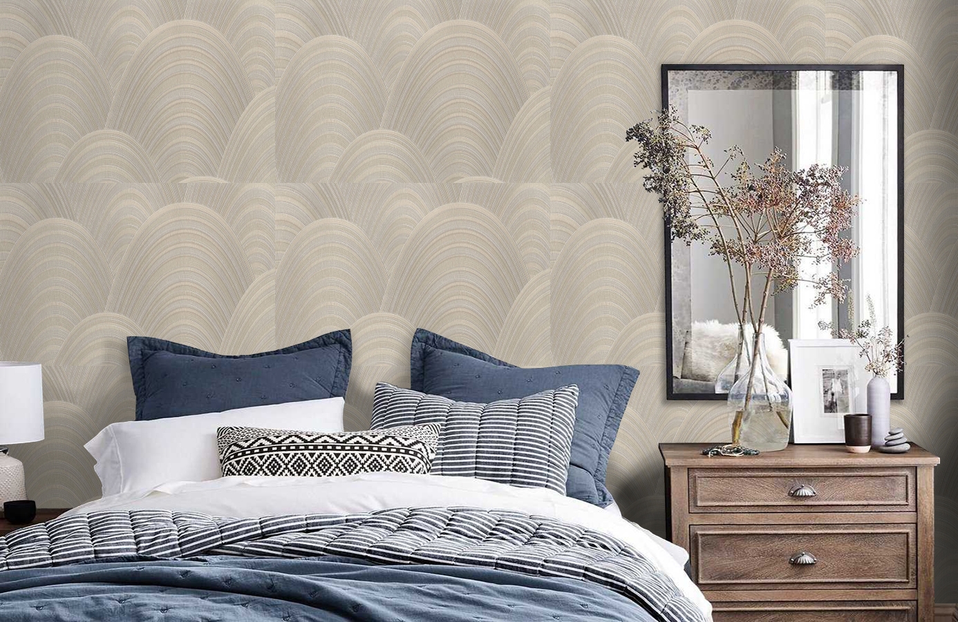 Обои 7028-01 фото в интерьере спальни
