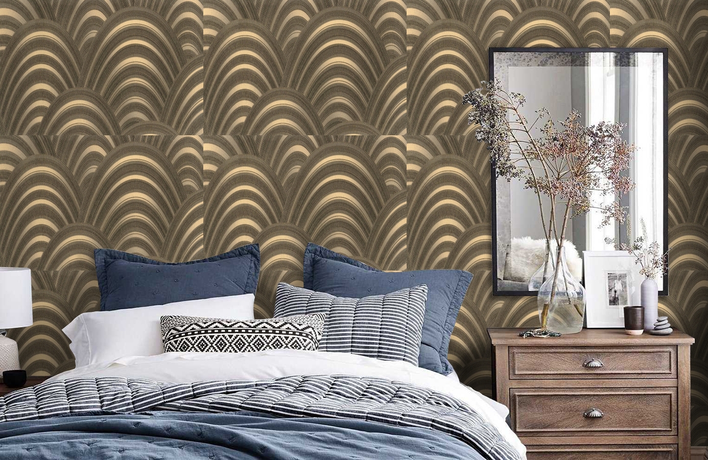 Обои 7028-12 фото в интерьере спальни