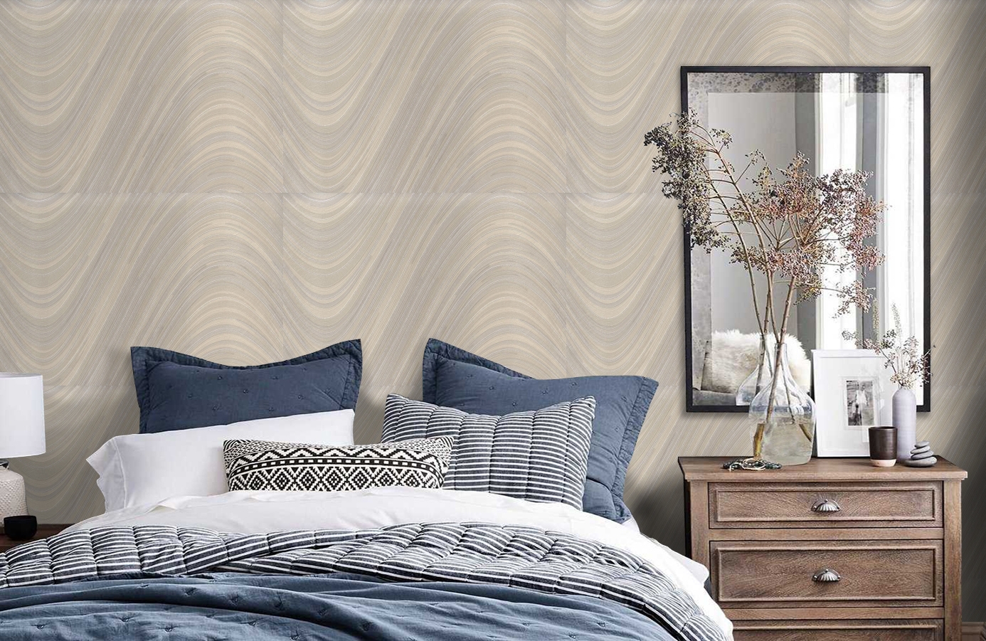 Обои 7029-01 фото в интерьере спальни