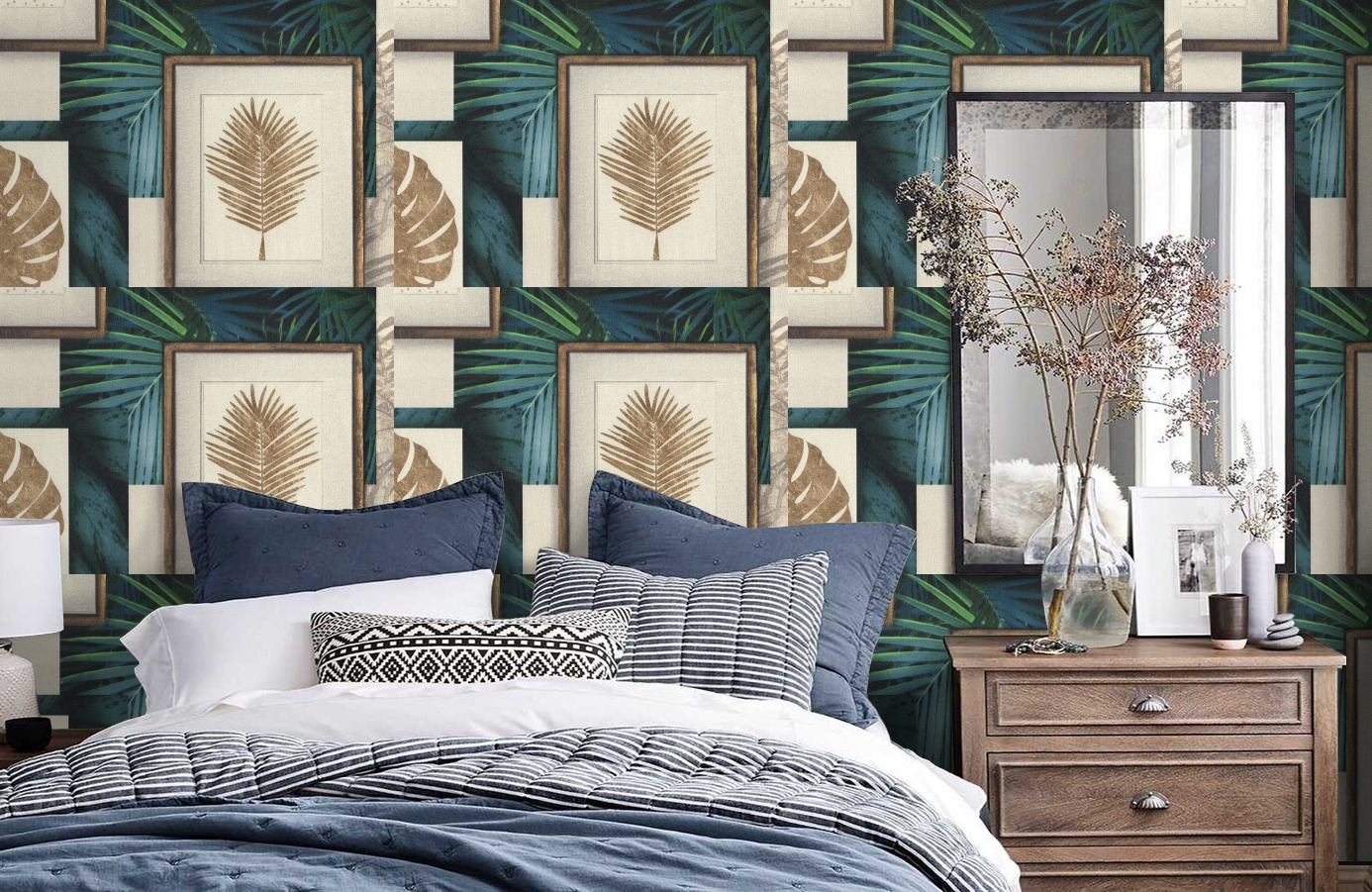 Обои 7043-01 фото в интерьере спальни Обои 7043-01 фото в интерьере спальни