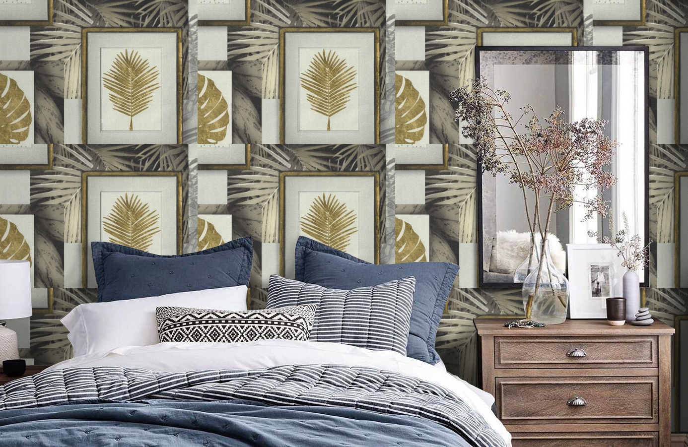 Обои 7043-22 фото в интерьере спальни