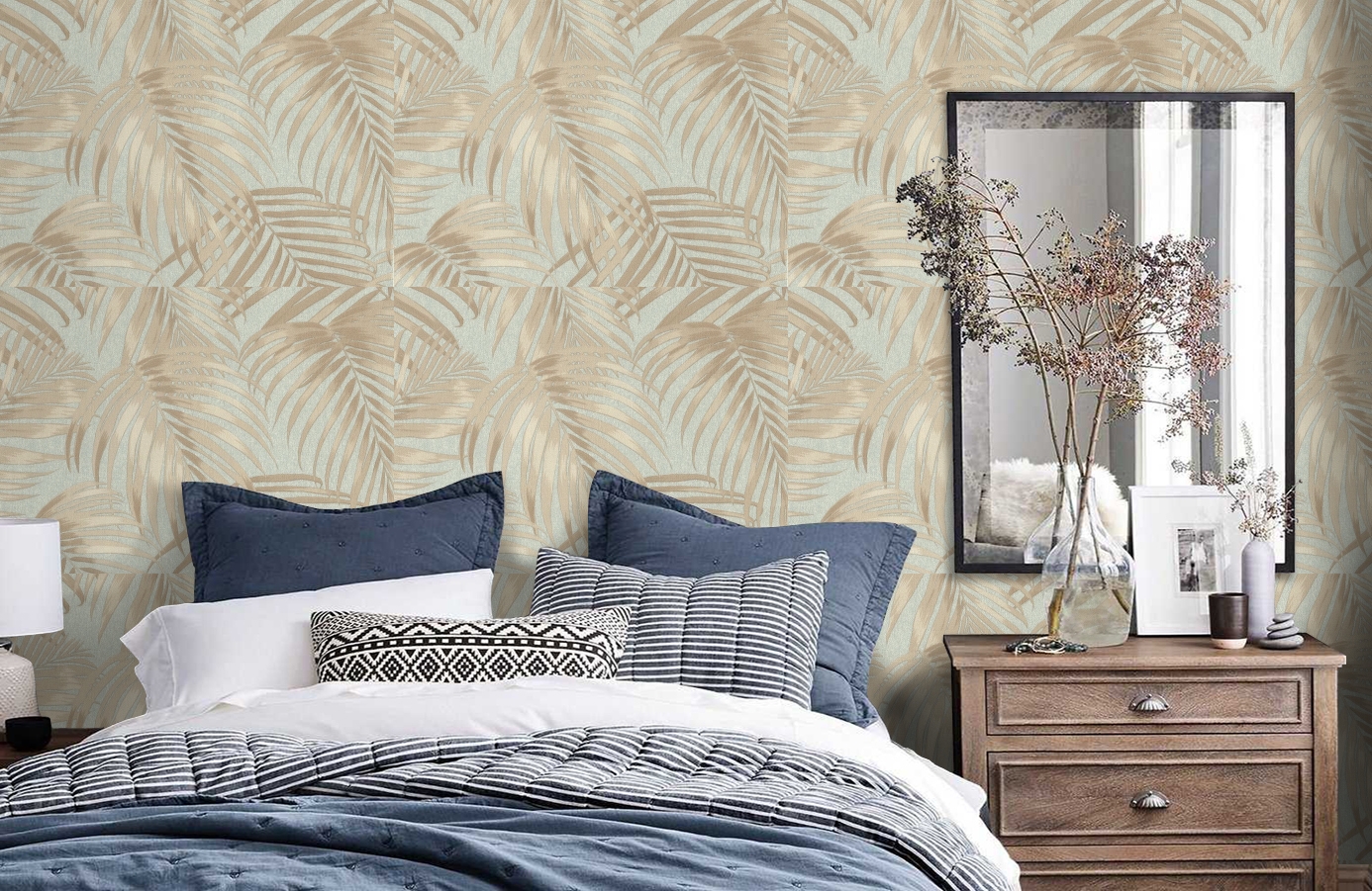 Обои 7044-04 фото в интерьере спальни