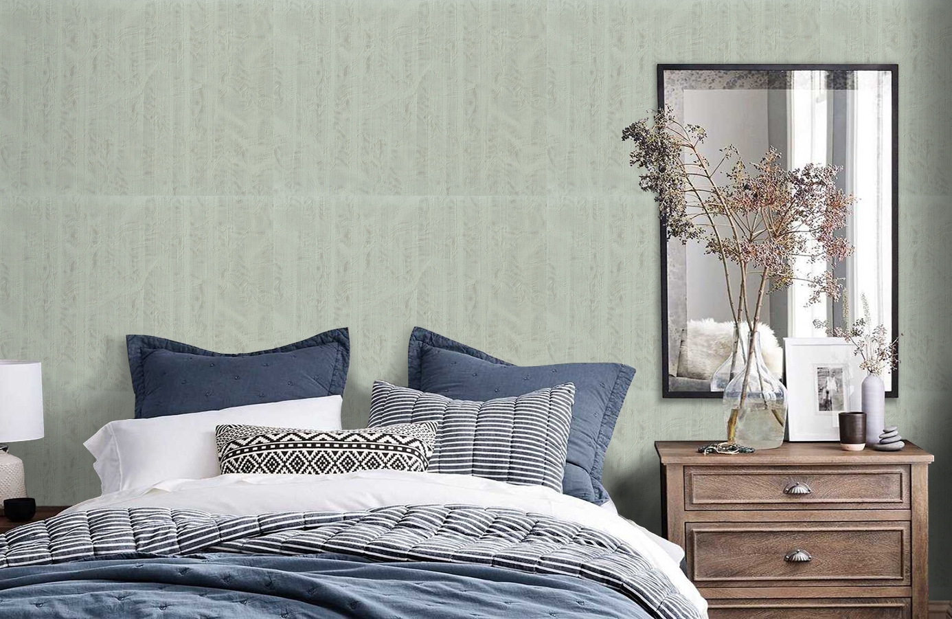 Обои 7048-04 фото в интерьере спальни