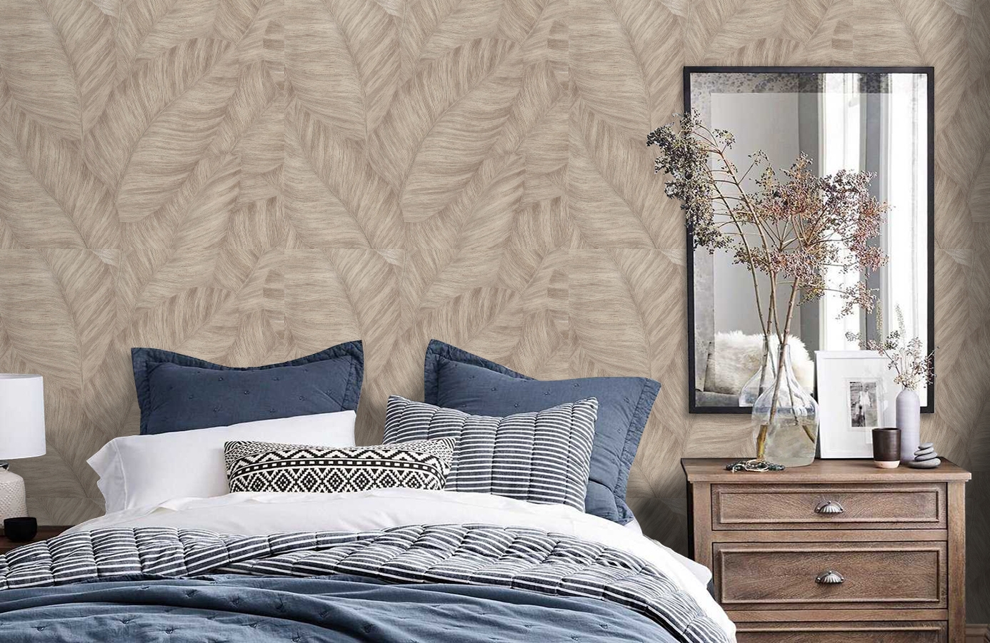 Обои 7051-06 фото в интерьере спальни