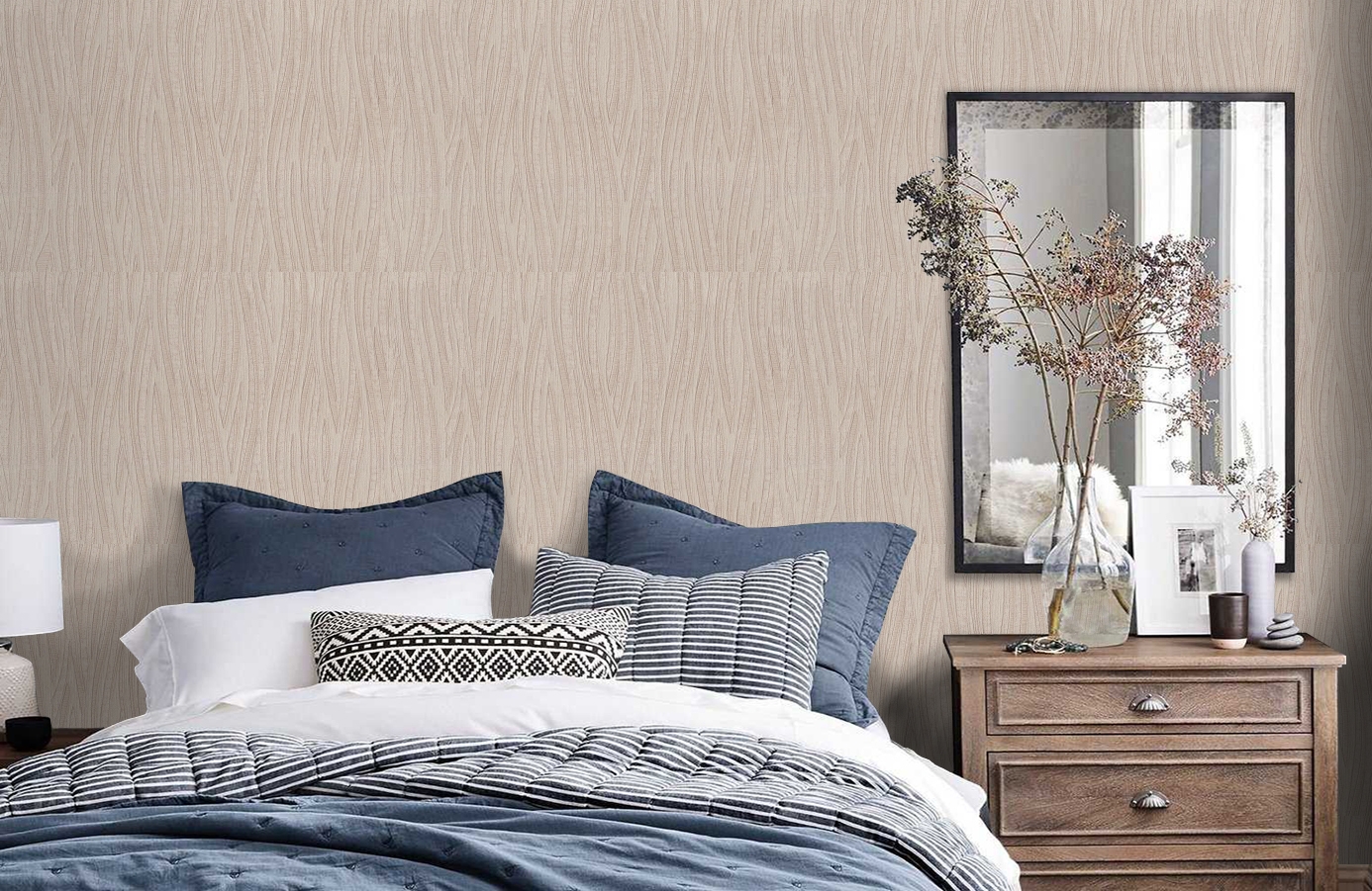 Обои 7052-06 фото в интерьере спальни