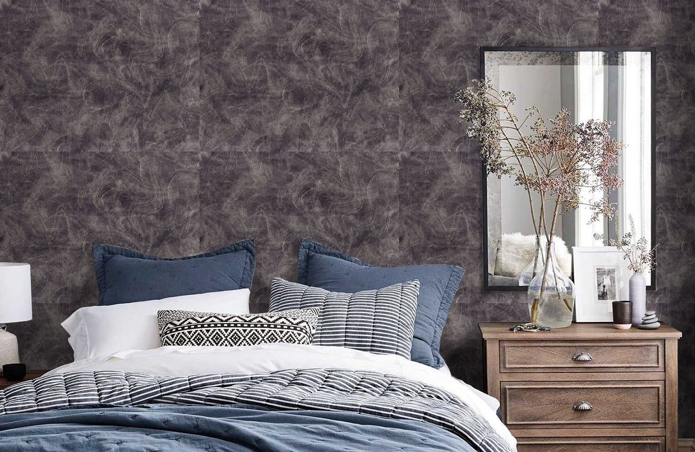 Обои 7057-22 фото в интерьере спальни