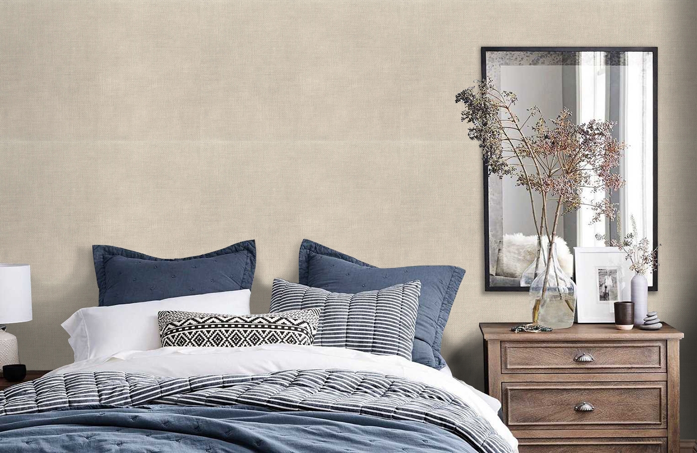 Обои 7061-01 фото в интерьере спальни