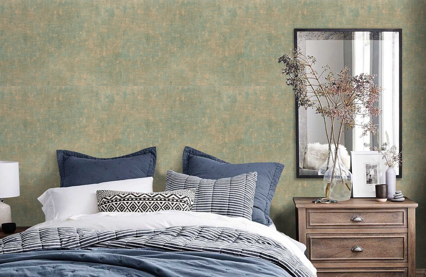 Обои 7061-04 фото в интерьере спальни