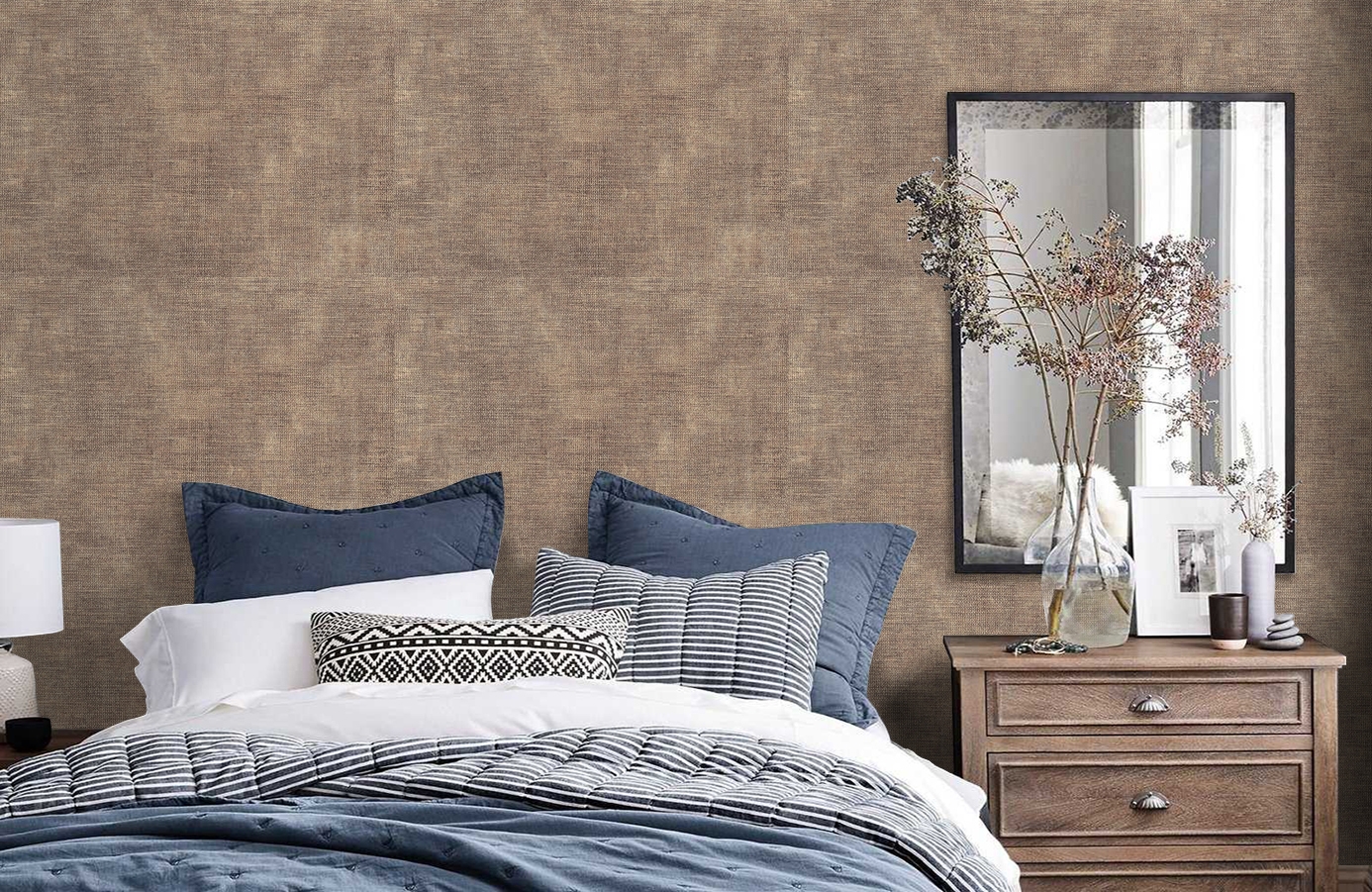 Обои 7061-12 фото в интерьере спальни