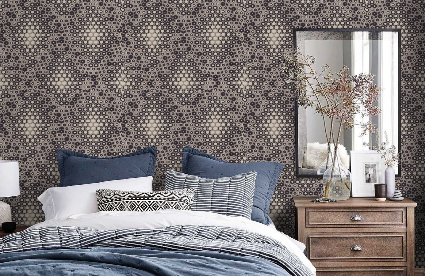 Обои 7076-12 фото в интерьере спальни