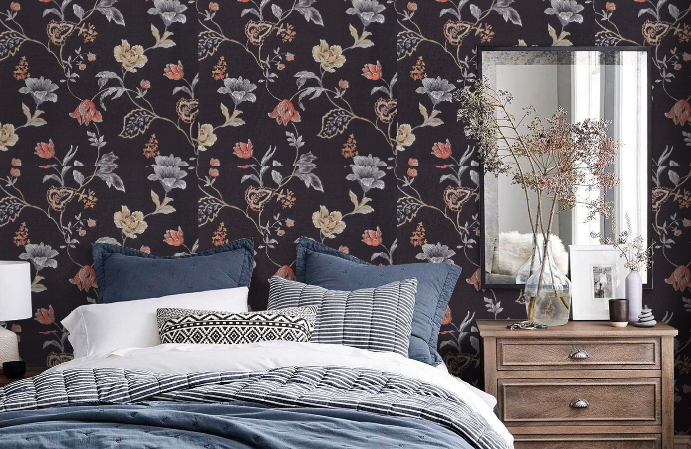 Обои 7080-20 фото в интерьере спальни