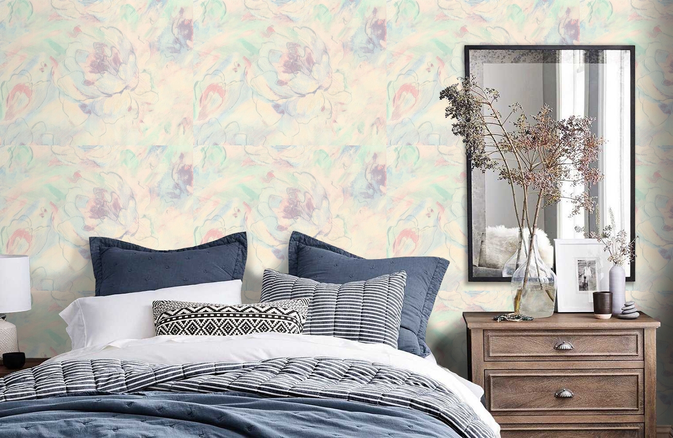 Обои 7088-08 фото в интерьере спальни