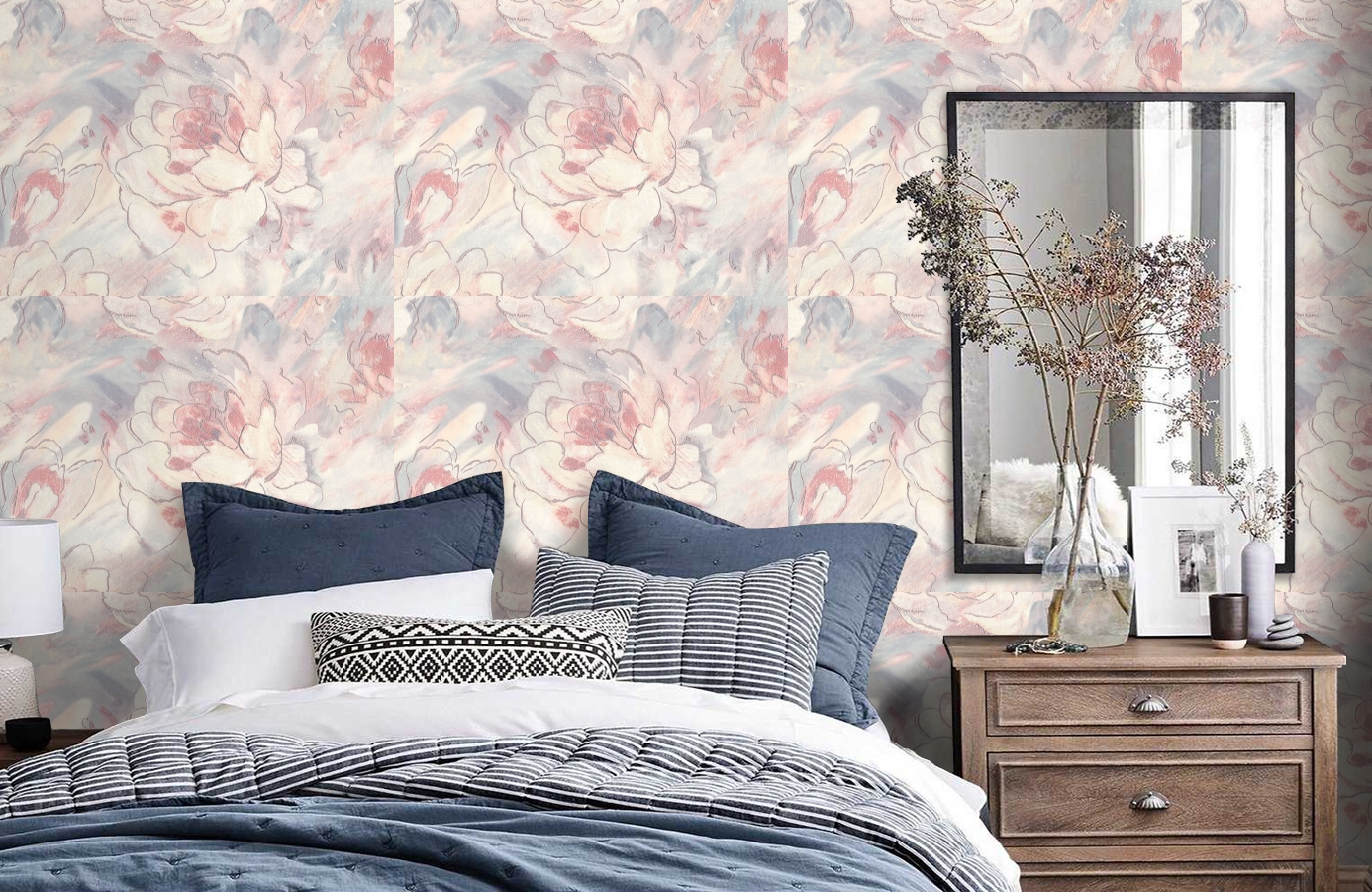 Обои 7088-20 фото в интерьере спальни