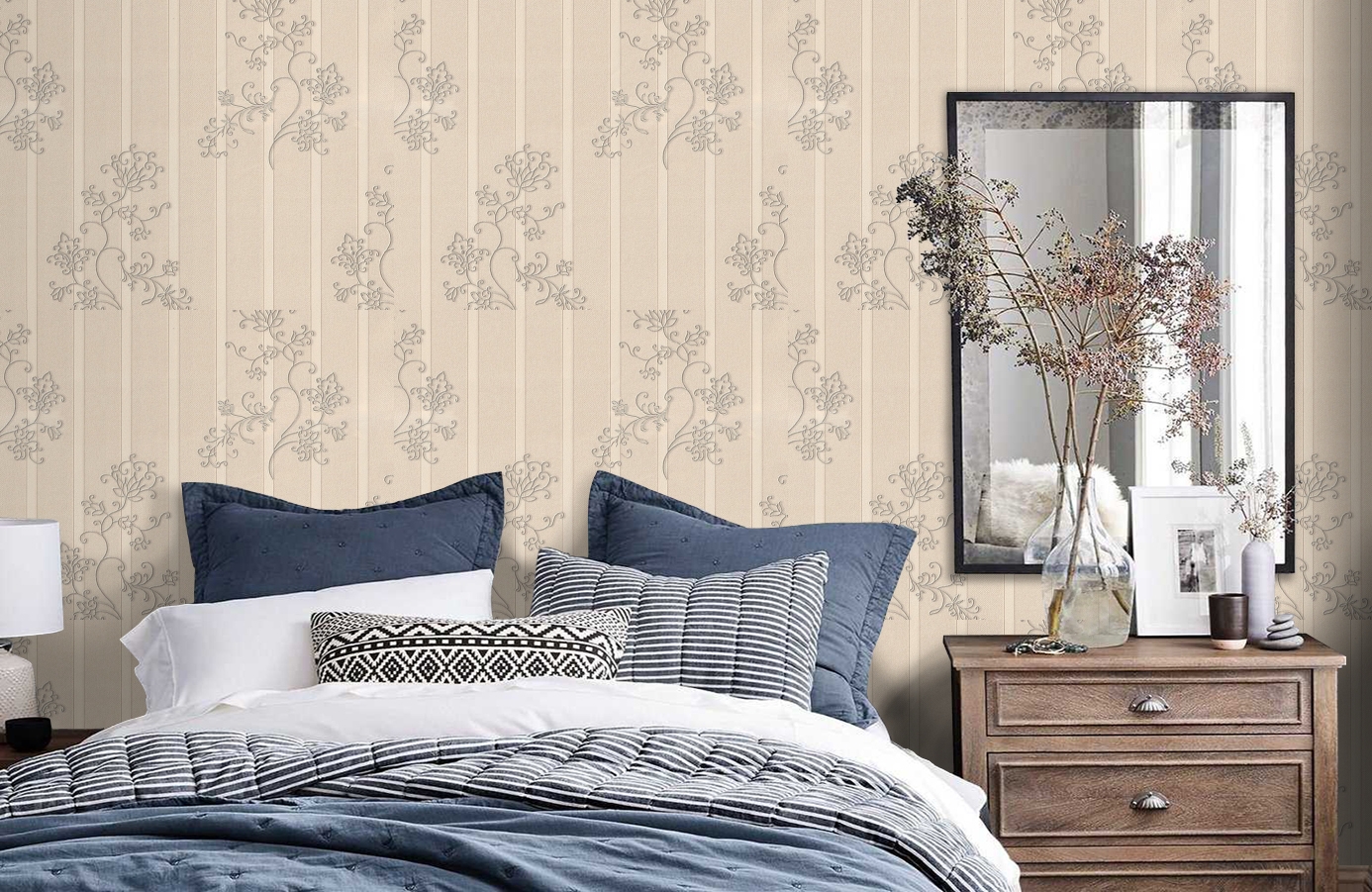 Обои 7103-21 фото в интерьере спальни