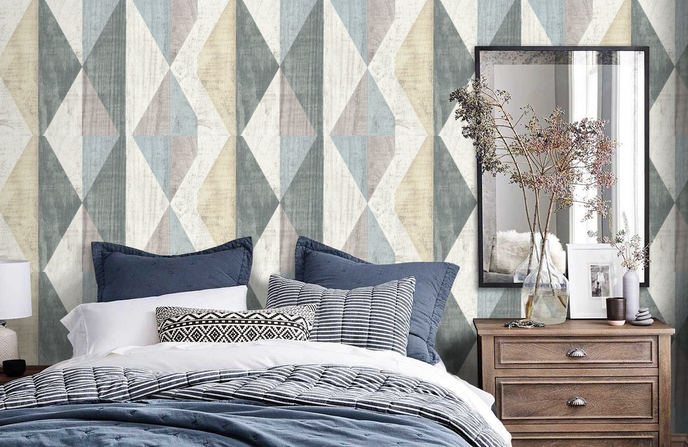 Обои 7104-04 фото в интерьере спальни