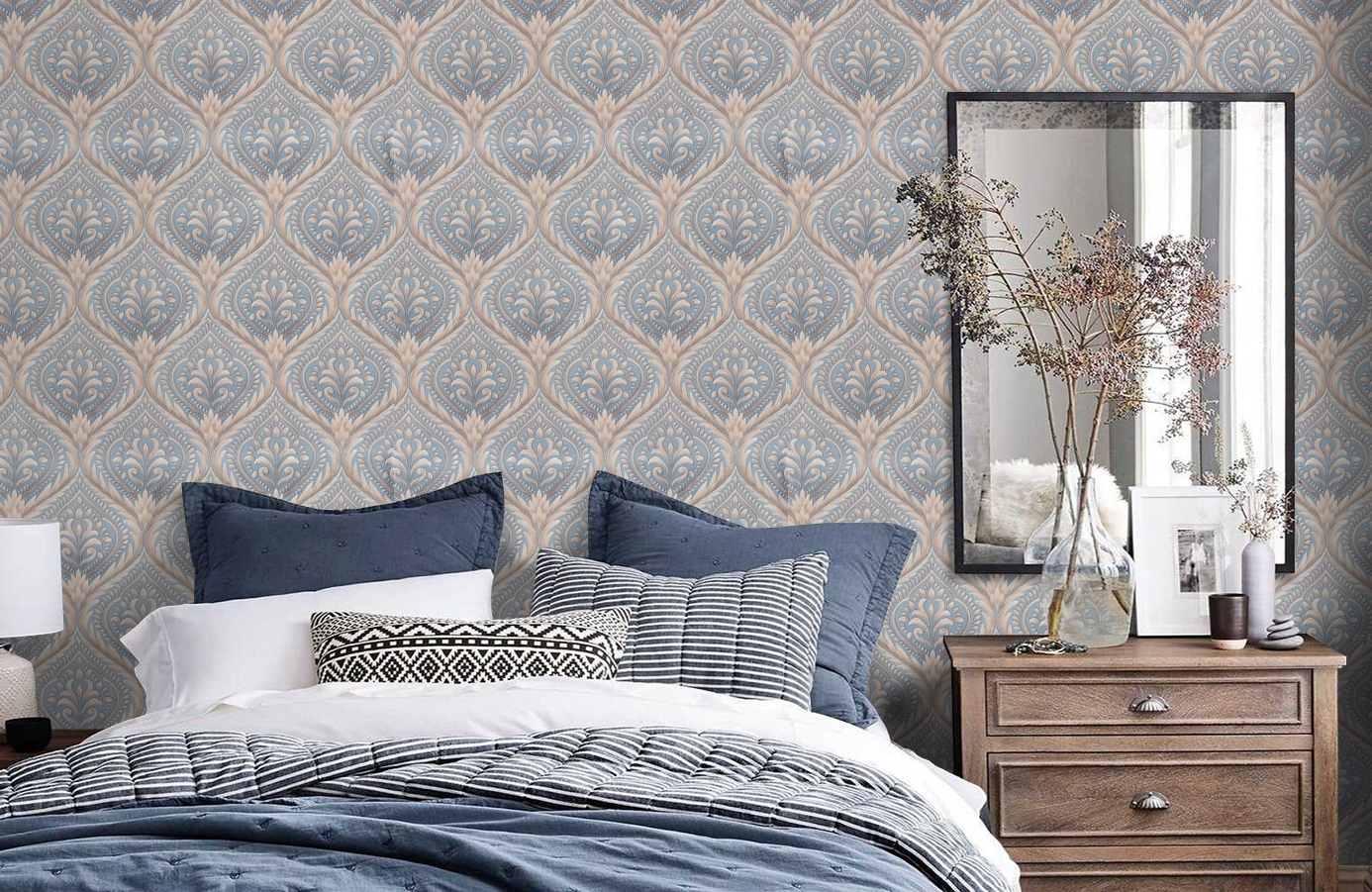 Обои 7108-03 фото в интерьере спальни