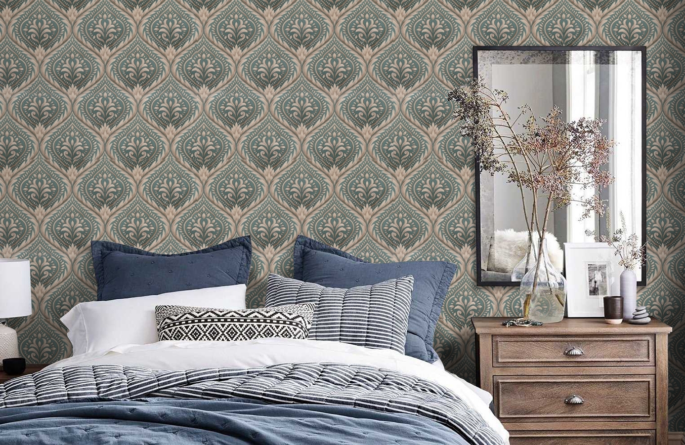 Обои 7108-04 фото в интерьере спальни Обои 7108-04 фото в интерьере спальни