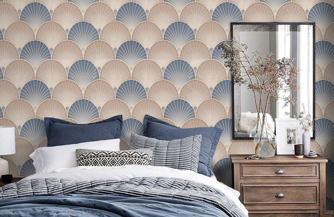 Обои 7109-03 фото в интерьере спальни