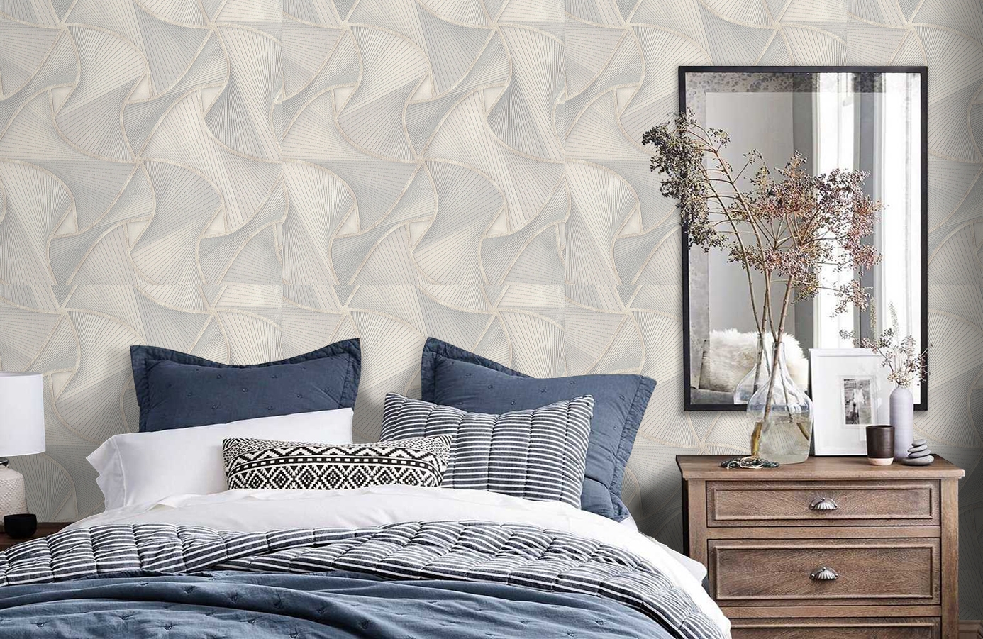 Обои 7111-11 фото в интерьере спальни