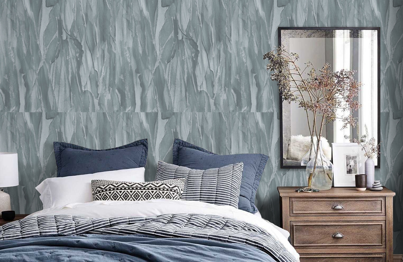 Обои 7114-04 фото в интерьере спальни