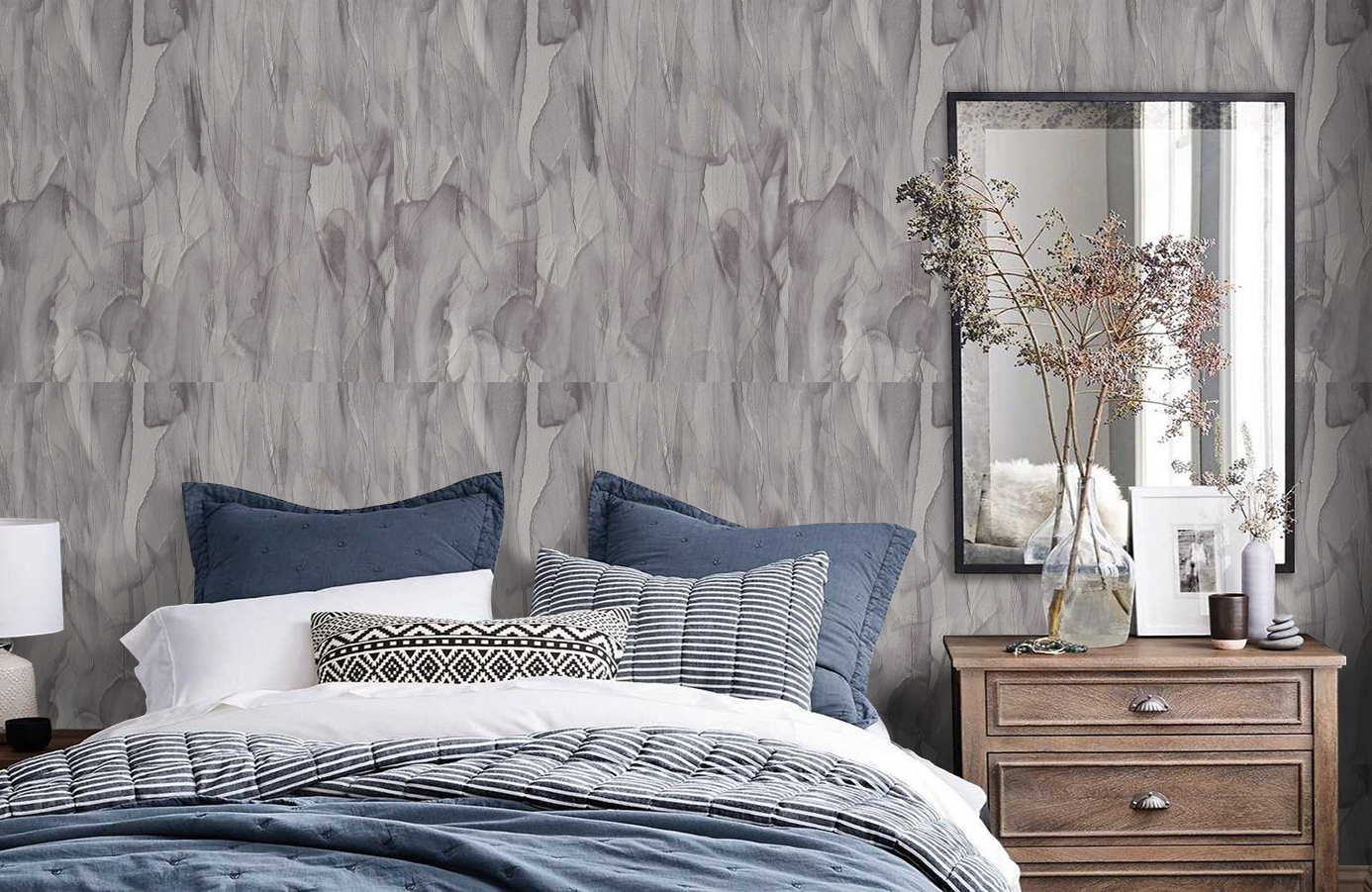 Обои 7114-23 фото в интерьере спальни