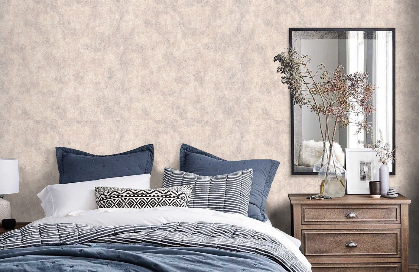 Обои 7116-01 фото в интерьере спальни