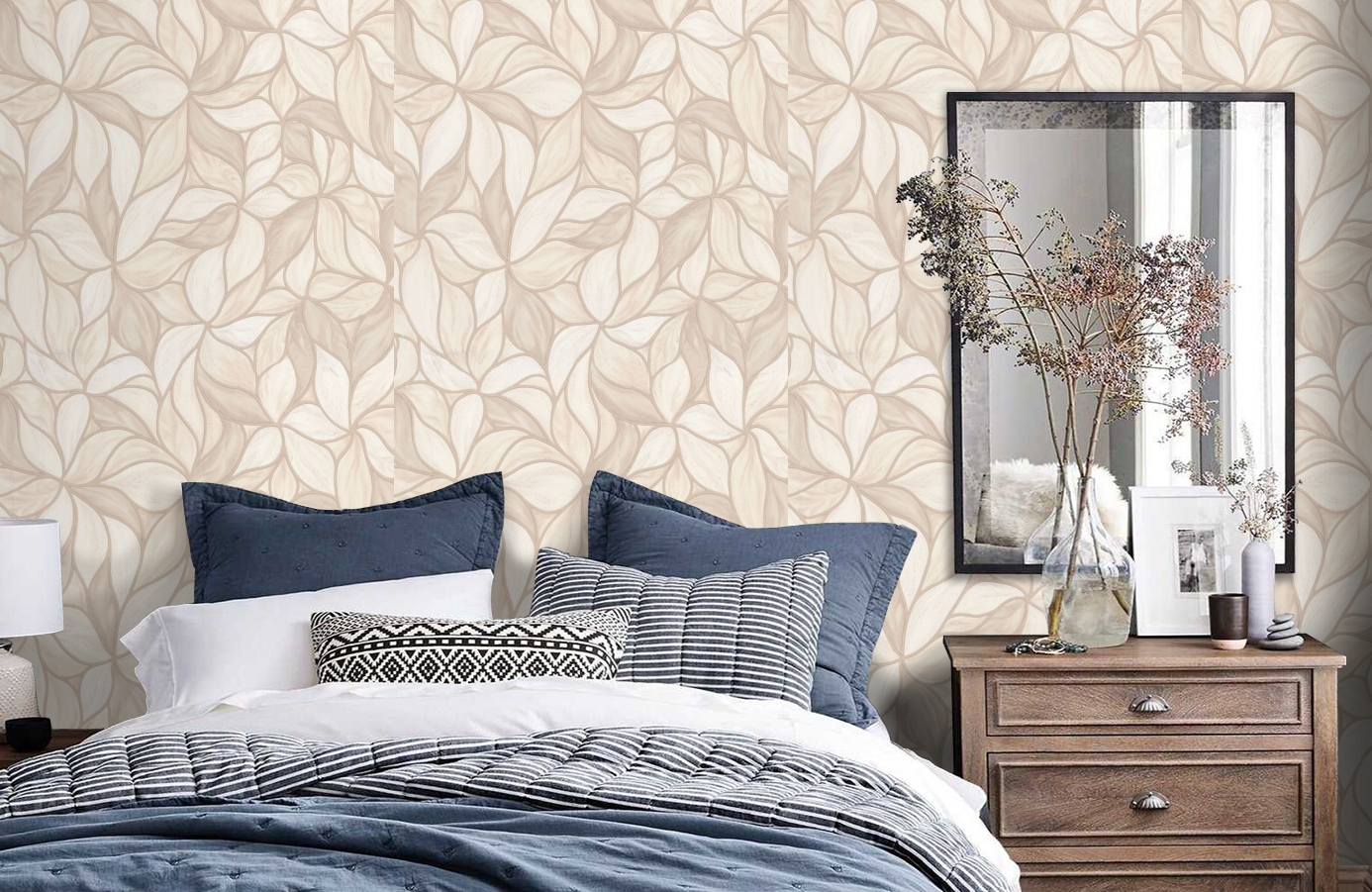 Обои 7144-01 фото в интерьере спальни