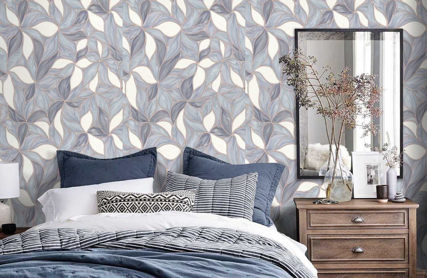 Обои 7144-03 фото в интерьере спальни