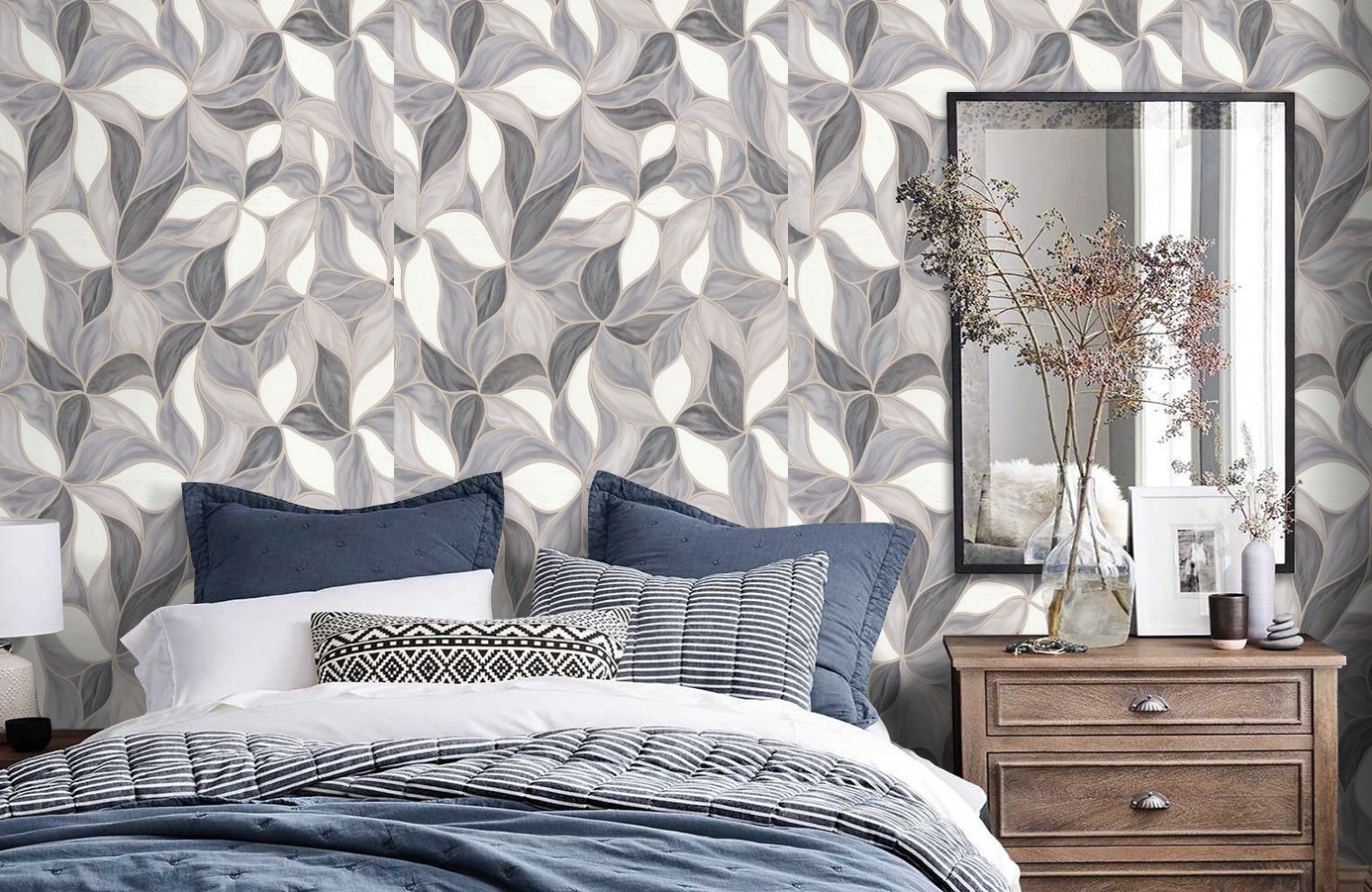 Обои 7144-23 фото в интерьере спальни