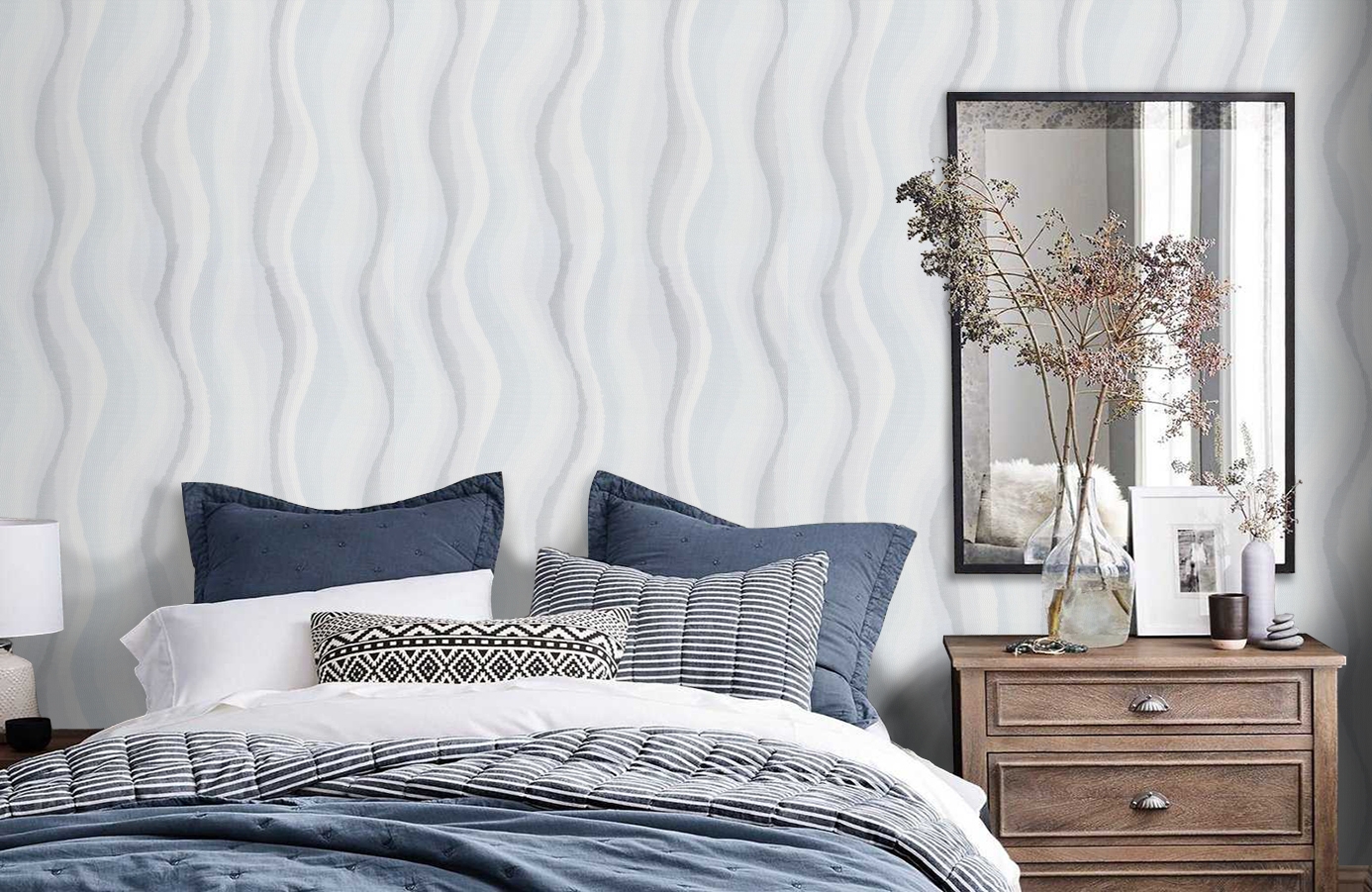 Обои 7147-11 фото в интерьере спальни