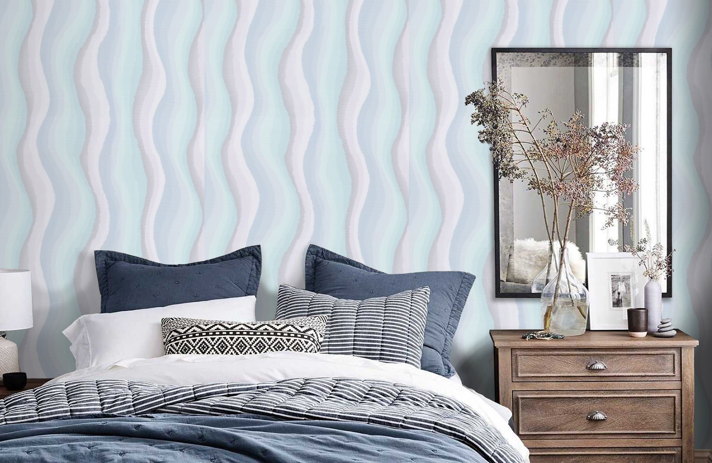 Обои 7147-18 фото в интерьере спальни