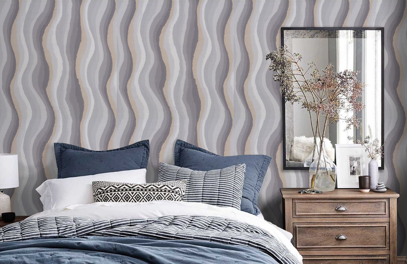 Обои 7147-22 фото в интерьере спальни