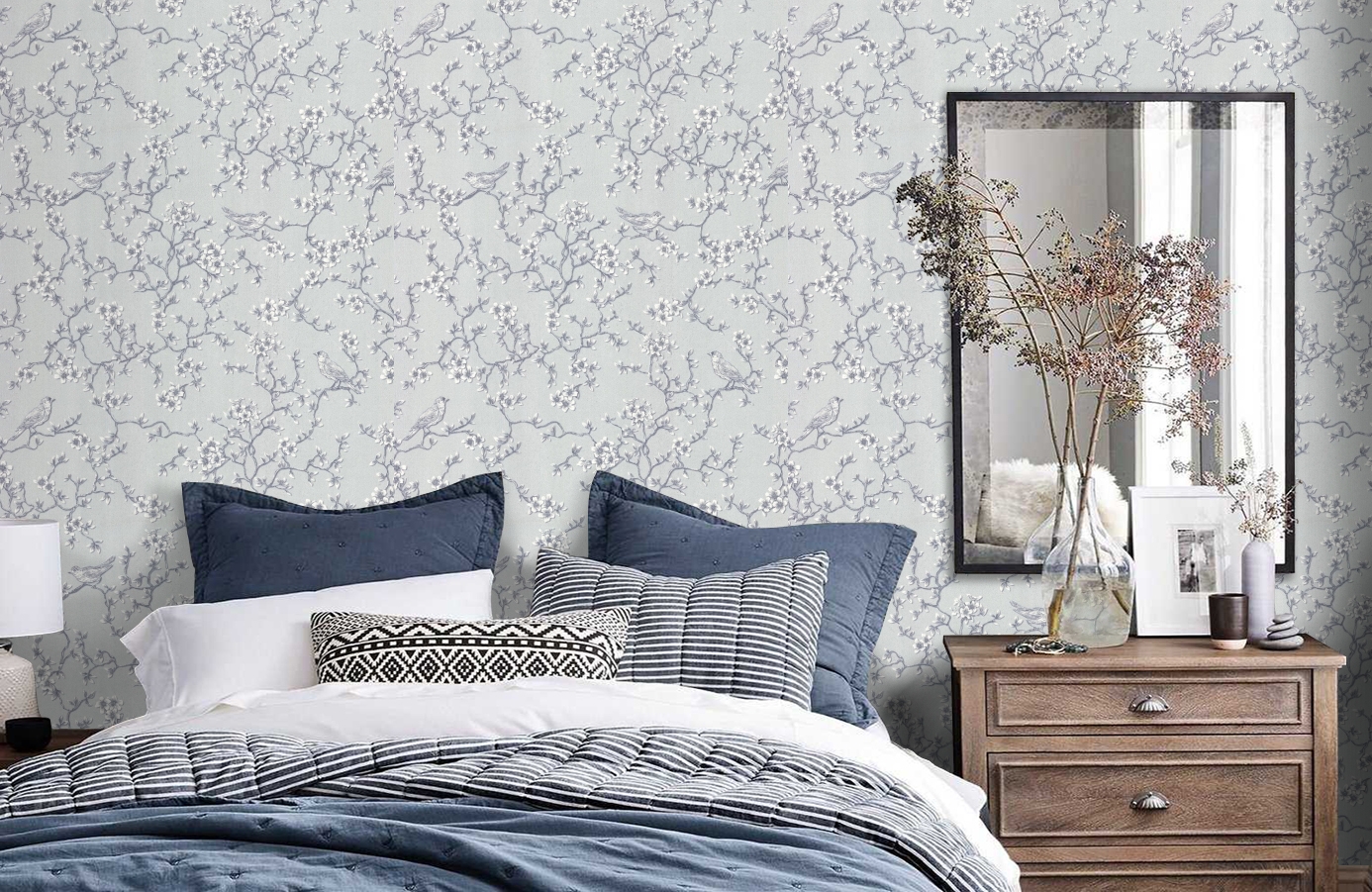 Обои 7165-25 фото в интерьере спальни