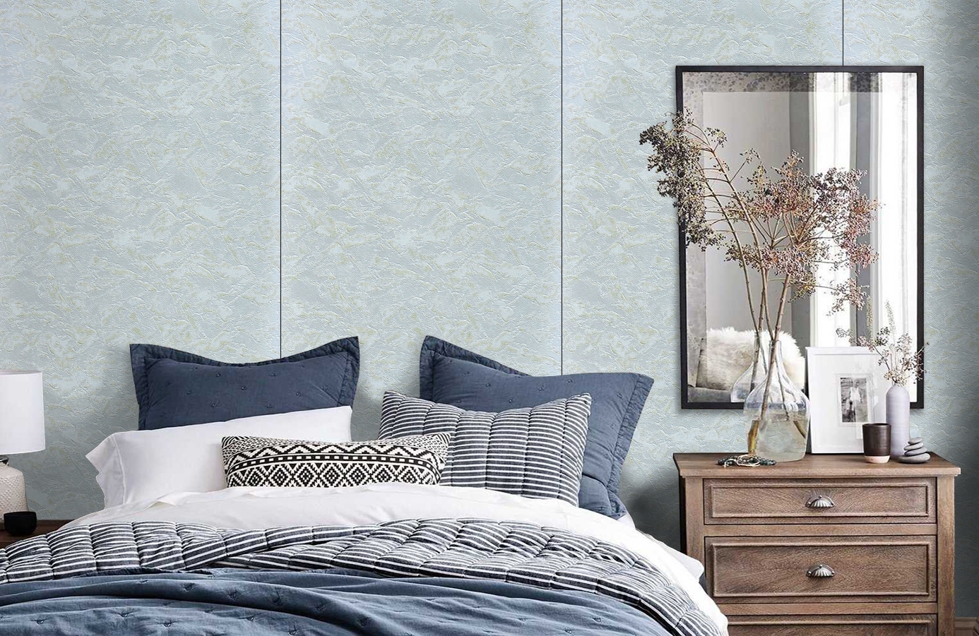 Обои 9003-03 фото в интерьере спальни