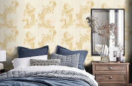 Обои R1929 фото в интерьере спальни превью