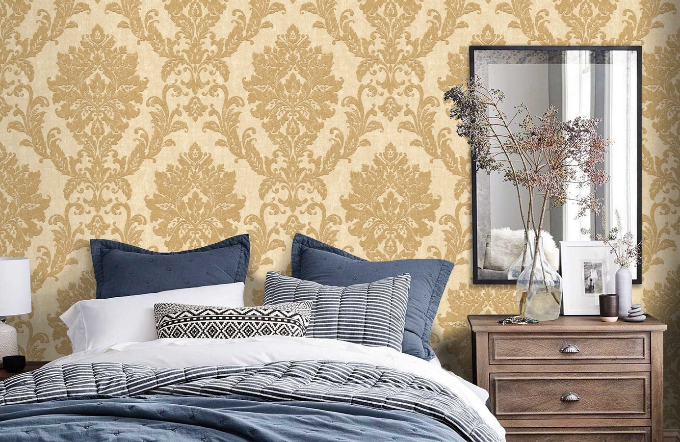 Обои VB3102 фото в интерьере спальни