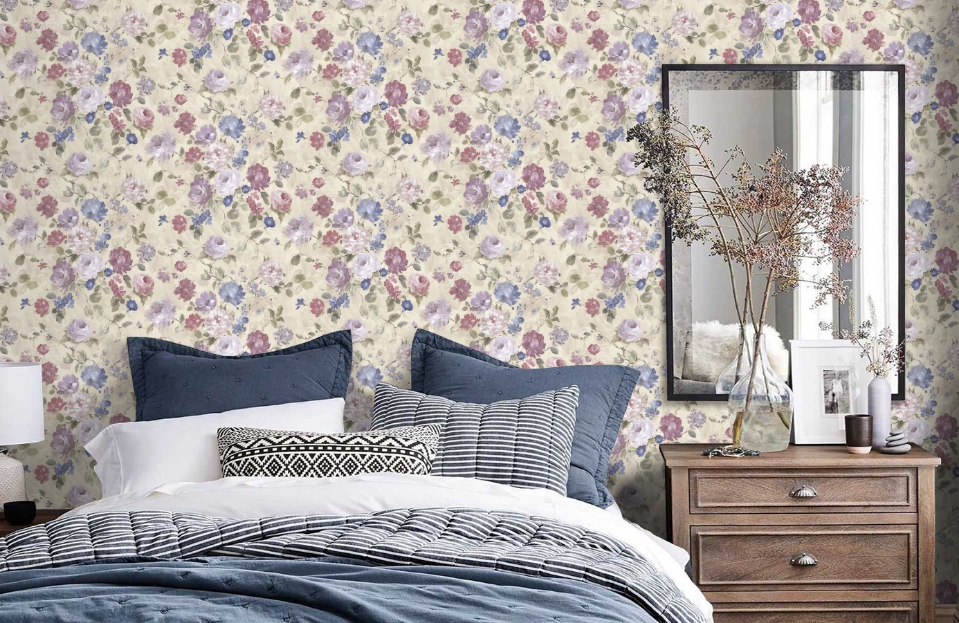 Обои VB3202 фото в интерьере спальни