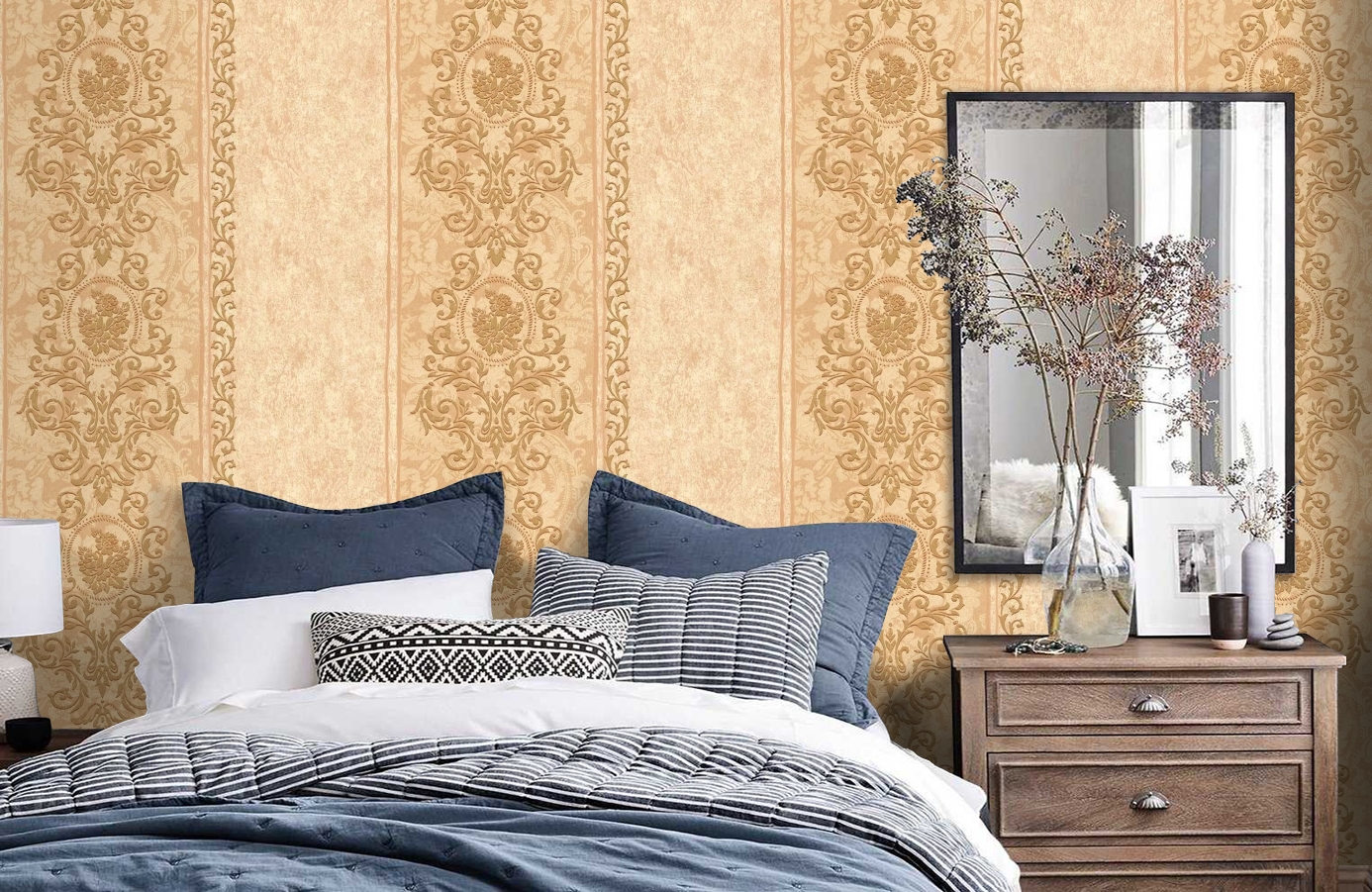 Обои VB4006 фото в интерьере спальни