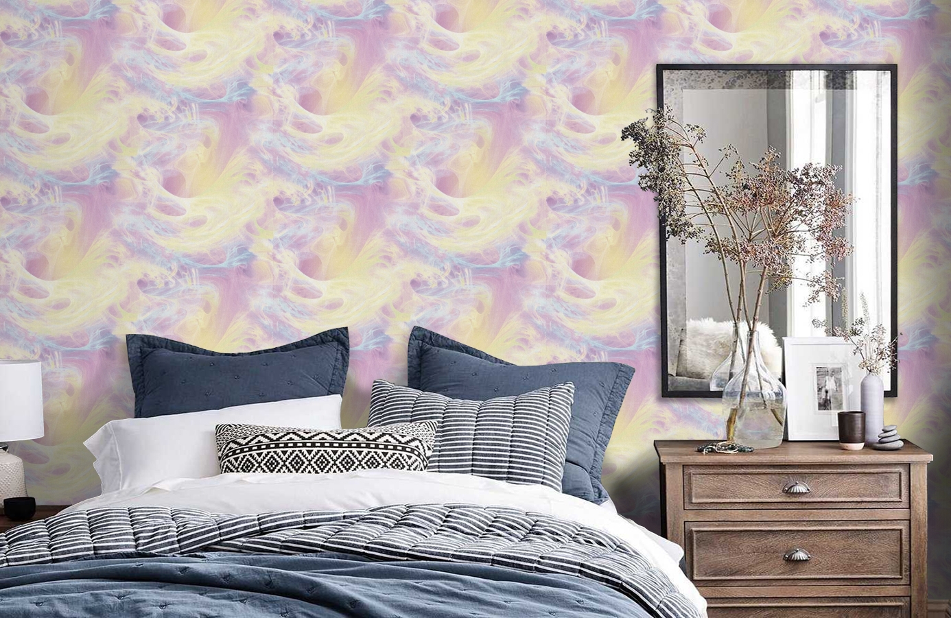 Обои 4034-8 фото в интерьере спальни