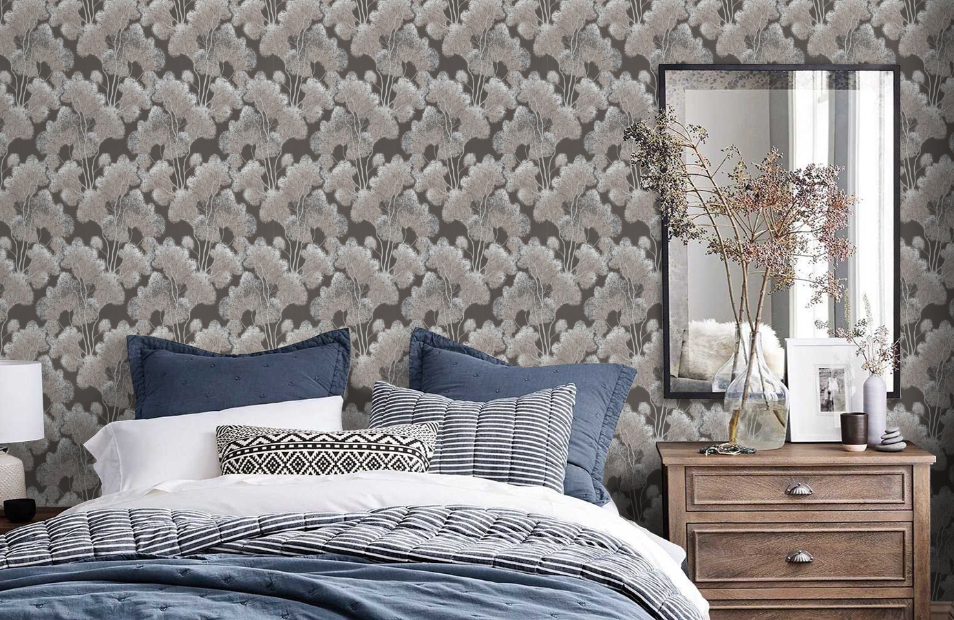 Обои 4067-8 фото в интерьере спальни