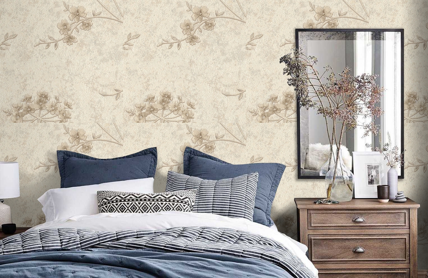 Обои 4080-4 фото в интерьере спальни