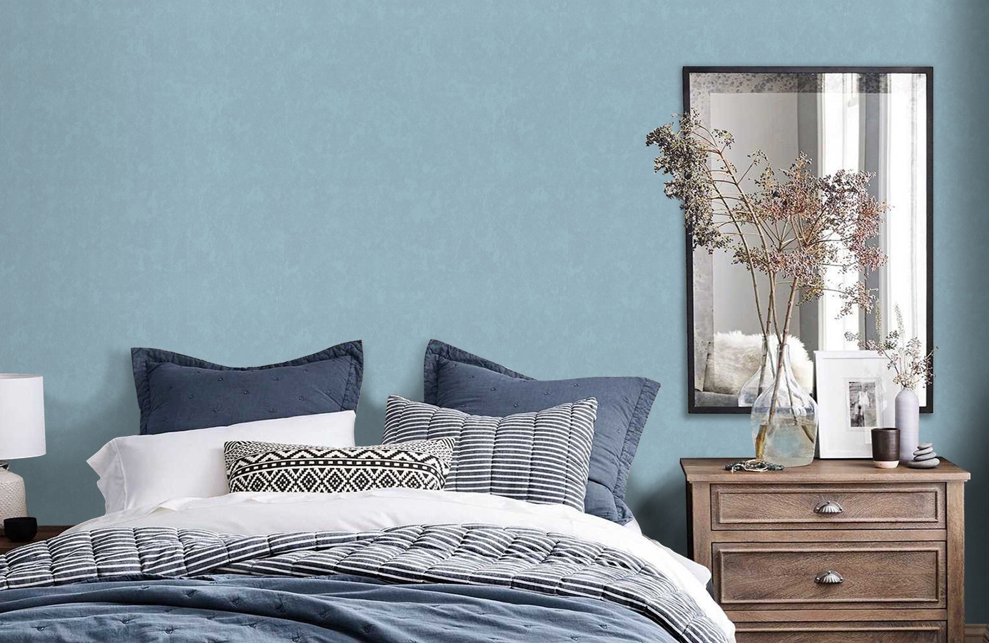 Обои 9113-03 фото в интерьере спальни