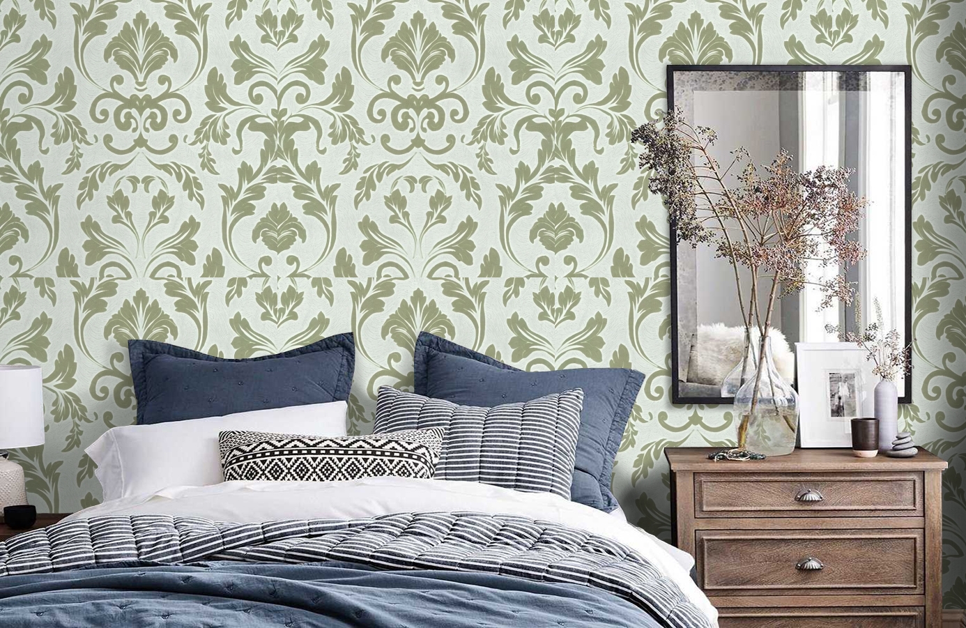 Обои 02405-22 фото в интерьере спальни